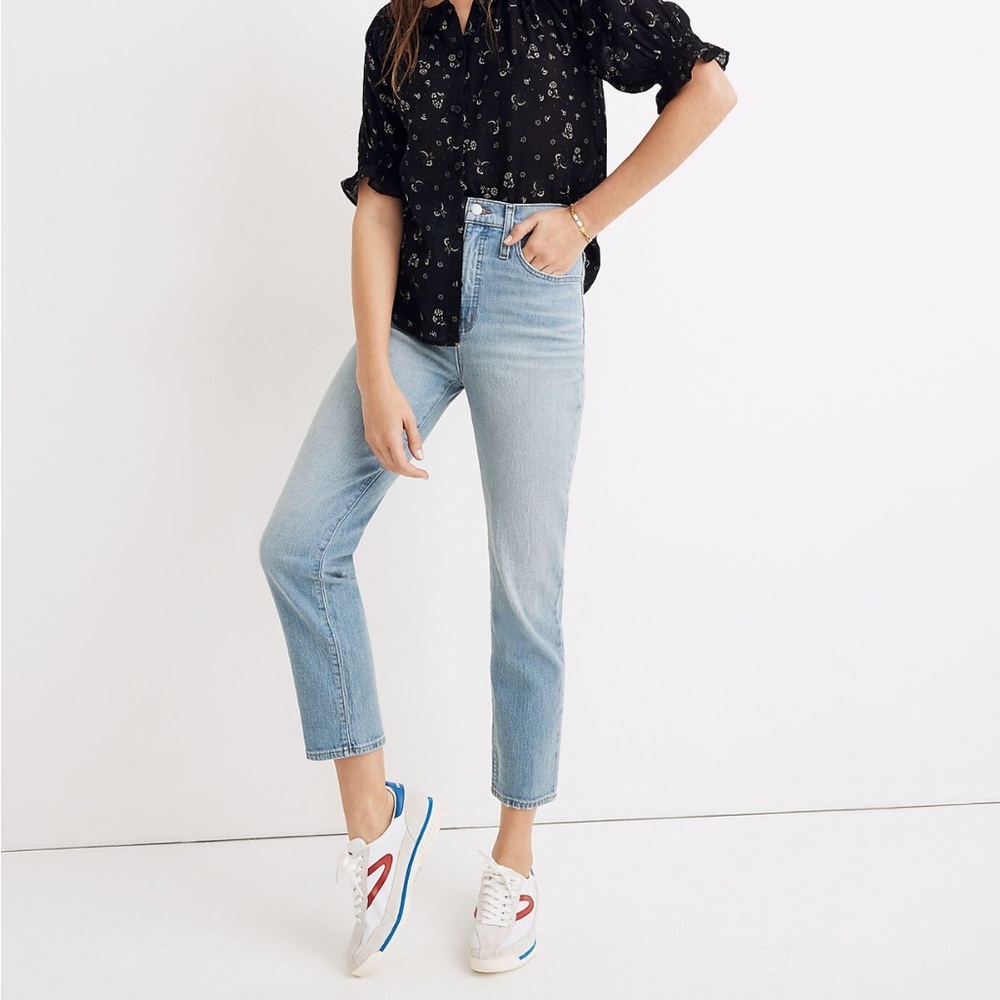 NWT Madewell Classic Straight Jeans in Meadowland MEDIUM Wash.